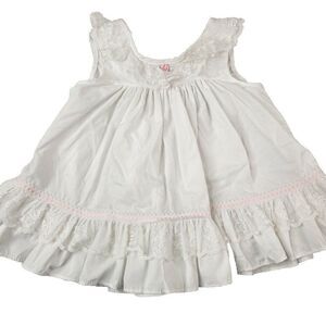 Vintage 80s Bryan White Girls Dress Lace Collar Hem Size 4T Pinafore Apron